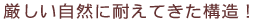 厳しい自然に耐えてきた構造!